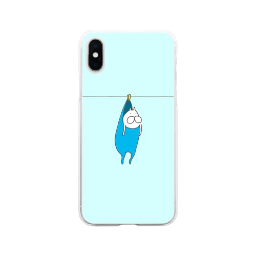 ねこタイツの洗濯 ライトブルー Soft Clear Smartphone Case