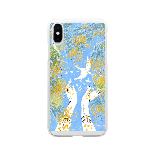 ミモザと鳥と空 Soft Clear Smartphone Case