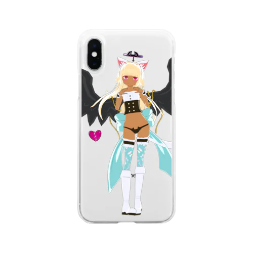 ねこ堕天使もげち Soft Clear Smartphone Case
