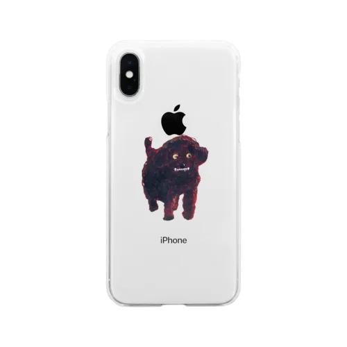 怒りの黒プードル Soft Clear Smartphone Case