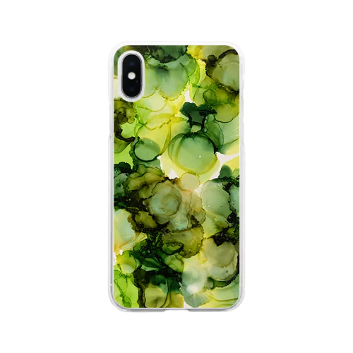 アルコールインクアート 【息吹き芽吹く】 Soft Clear Smartphone Case