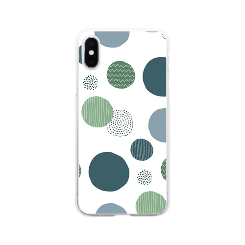 マリモみたいなモダンな緑の丸柄スマホケース Soft Clear Smartphone Case