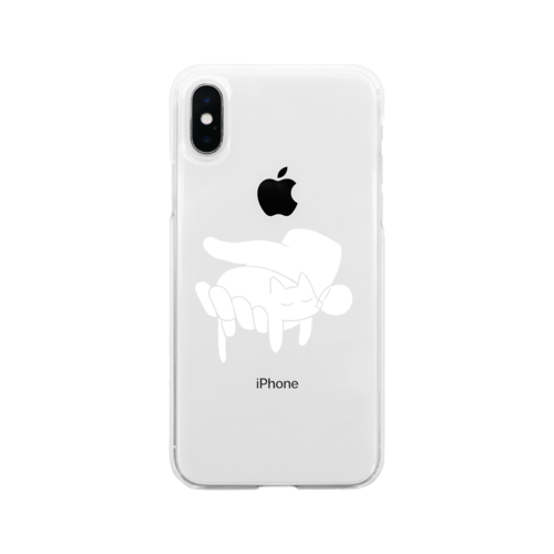 手の上に猫が乗っている Soft Clear Smartphone Case