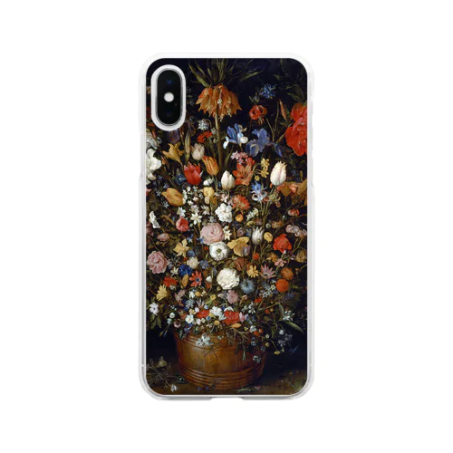 "Flowers in a Wooden Vessel" - Jan Brueghel the Elder Soft Clear Smartphone Case