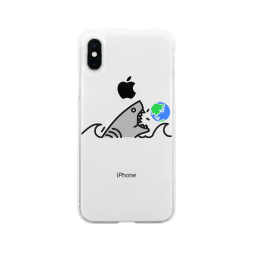 食いしん坊なサメ Soft Clear Smartphone Case