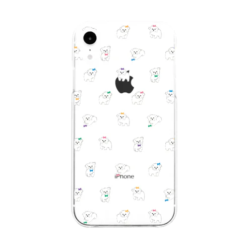 カラフルなリボンをつけた子犬たち Soft Clear Smartphone Case