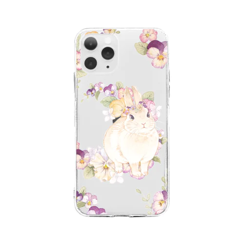 パンジーうさぎ Soft Clear Smartphone Case