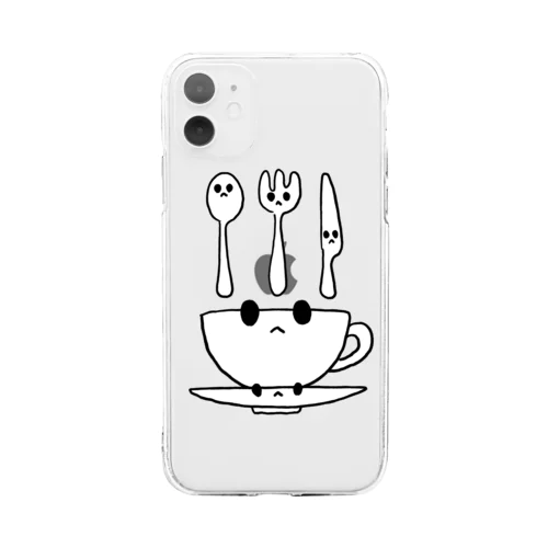 シルバーソーサーカップ Soft Clear Smartphone Case