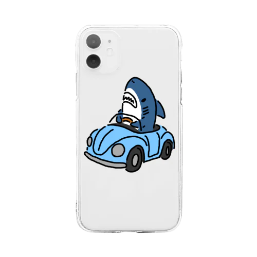 運転を覚えたサメ Soft Clear Smartphone Case