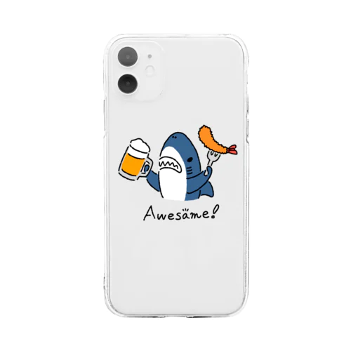 ビールとエビフライとサメ　色付きVer. Soft Clear Smartphone Case