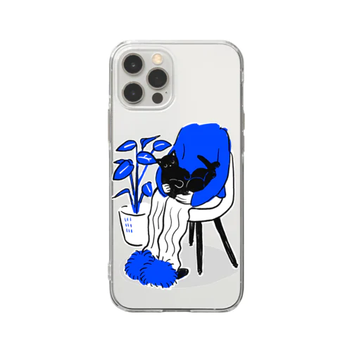 黒猫ちゃんとチル Soft Clear Smartphone Case