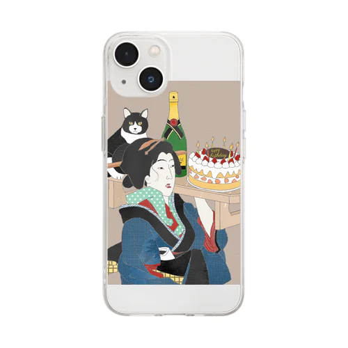 ながら筋トレ。work out of the day Soft Clear Smartphone Case