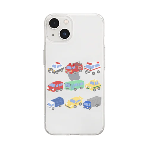 のりものイラスト Soft Clear Smartphone Case