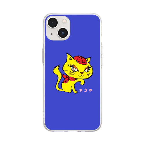 mimi-blue/ねこや(猫家、straycat)のマスコットキャラクター Soft Clear Smartphone Case