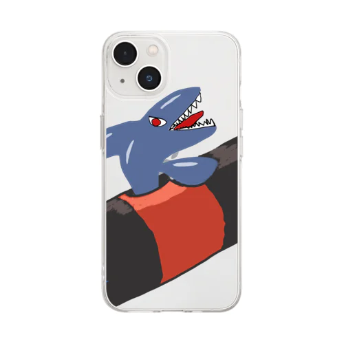 空飛ぶシャチ　オレンジ Soft Clear Smartphone Case