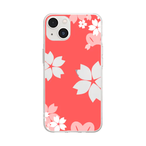 桜松（赤） Soft Clear Smartphone Case