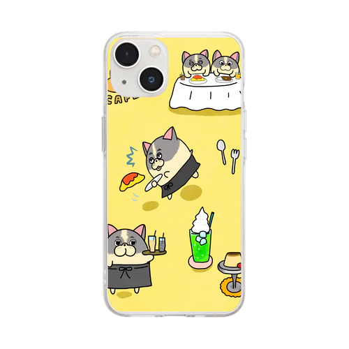 フレンチブルドッグ　カフェ Soft Clear Smartphone Case