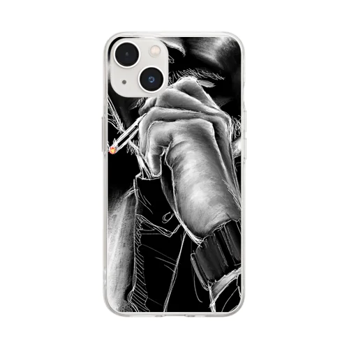 たばこを持つ手 Soft Clear Smartphone Case