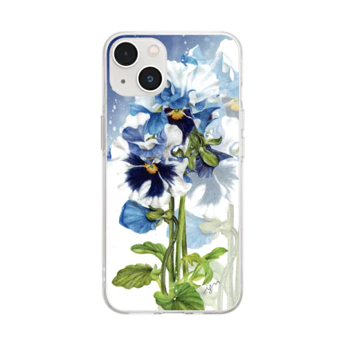 雨とパンジー Soft Clear Smartphone Case