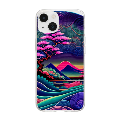 【lofiアート】浮世絵パンクシティ Soft Clear Smartphone Case