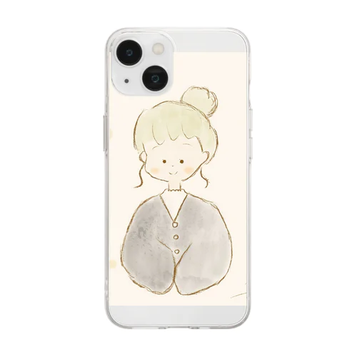お団子女の子 Soft Clear Smartphone Case