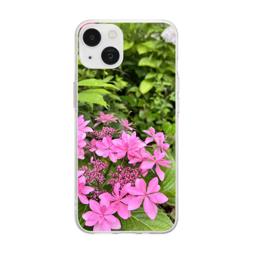 ハートの紫陽花 Soft Clear Smartphone Case