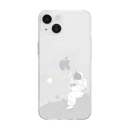 宇宙飛行士(透明背景) Soft Clear Smartphone Case