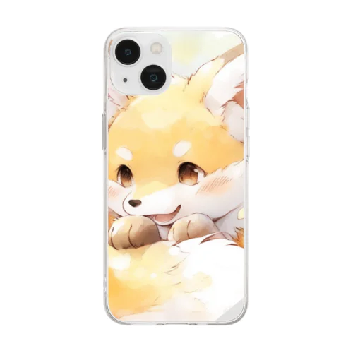 花と子ぎつね スマホケース Soft Clear Smartphone Case
