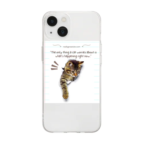 飛び出す猫ちゃん‼️色々〜 Soft Clear Smartphone Case