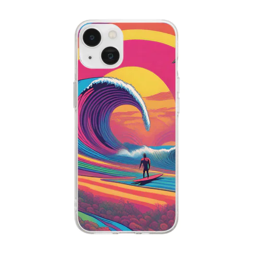 Tropical Beach Surfer Art Soft Clear Smartphone Case