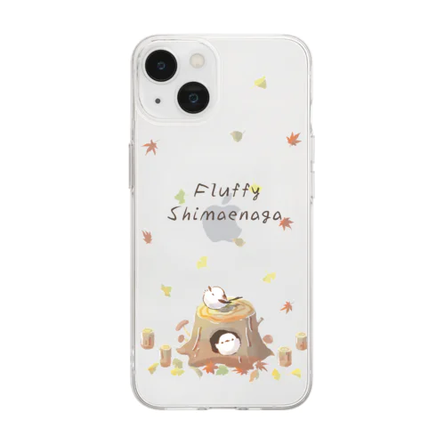 もふもふシマエナガ  切り株 -クリアスマホケース- Soft Clear Smartphone Case