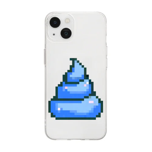 うんち（ブルー）| Poop (blue) Soft Clear Smartphone Case
