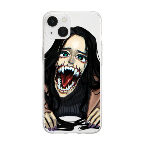 燈至伝町「口裂け女」 Soft Clear Smartphone Case