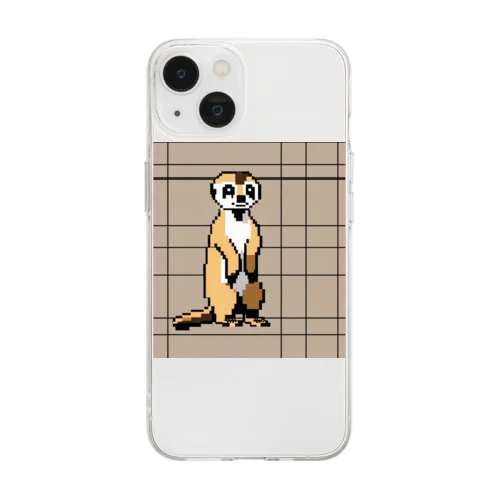 ドット絵ミーアキャット Soft Clear Smartphone Case
