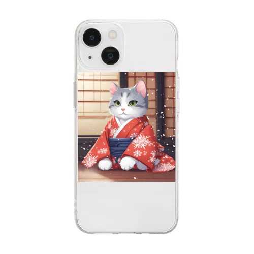 お待ちしてました♪にゃんこ Soft Clear Smartphone Case