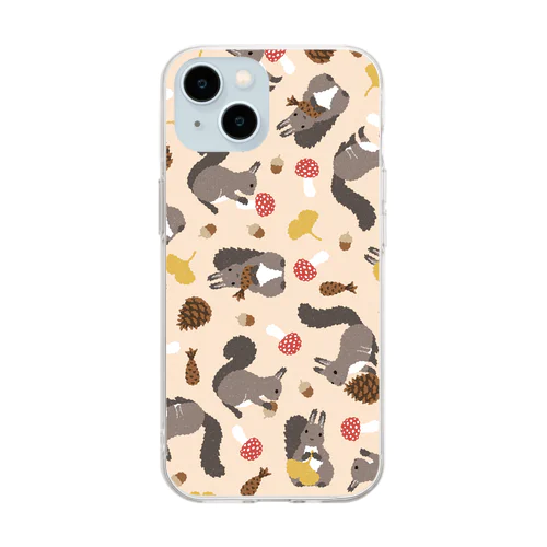 エゾリス（クリーム） Soft Clear Smartphone Case