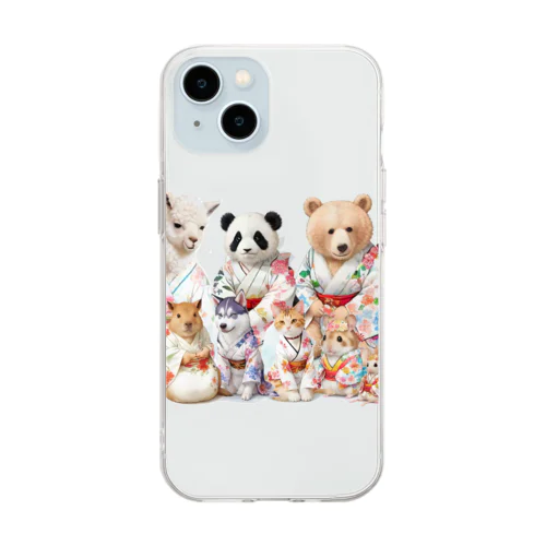動物みんなでご挨拶 Soft Clear Smartphone Case