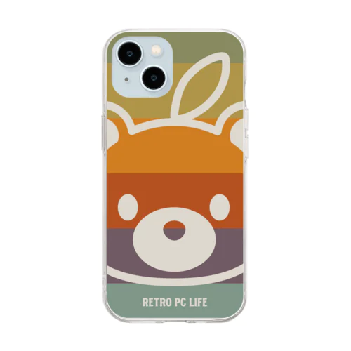 Retro PC Life スマホケース（虹グマ大） Soft Clear Smartphone Case