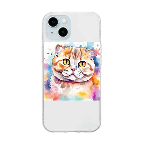 カラフルスコティッシュフォールド Soft Clear Smartphone Case