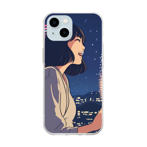 メイと花火 Soft Clear Smartphone Case