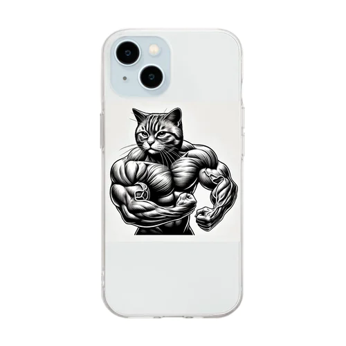 力持ちな猫 Soft Clear Smartphone Case
