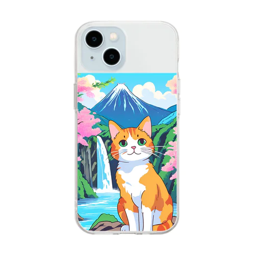 日本を旅する猫 Soft Clear Smartphone Case