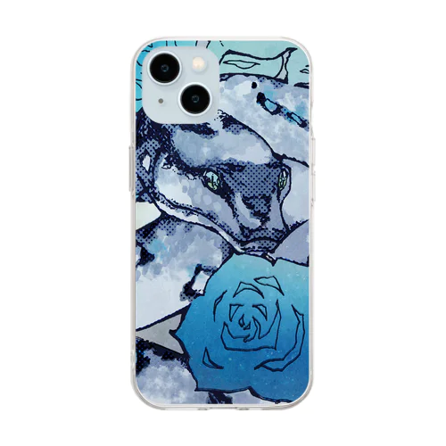 青薔薇と幻想蛇 [誠実] Soft Clear Smartphone Case