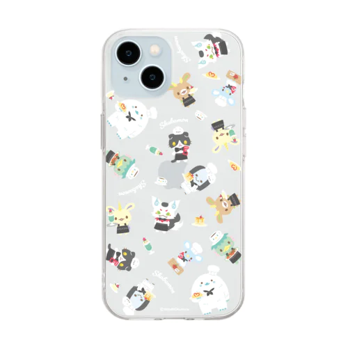 しゃばもんクリアiPhoneケース喫茶 Soft Clear Smartphone Case