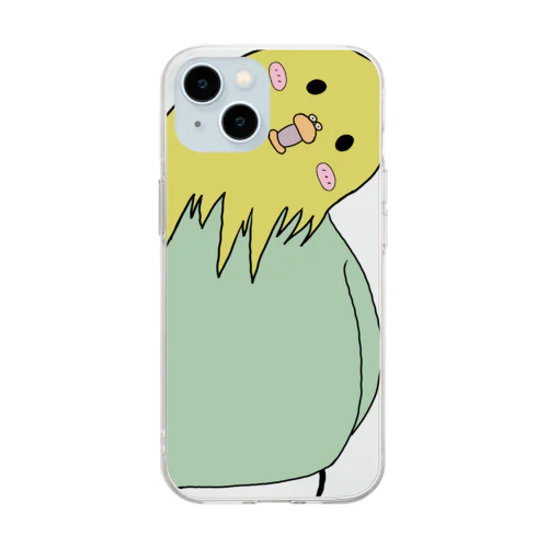 で?インコ Soft Clear Smartphone Case