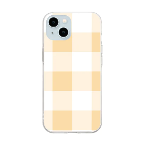 オレンジチェック Soft Clear Smartphone Case