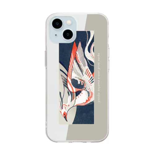 夜明けの朱（gray）【iPhone 11〜15用】 Soft Clear Smartphone Case