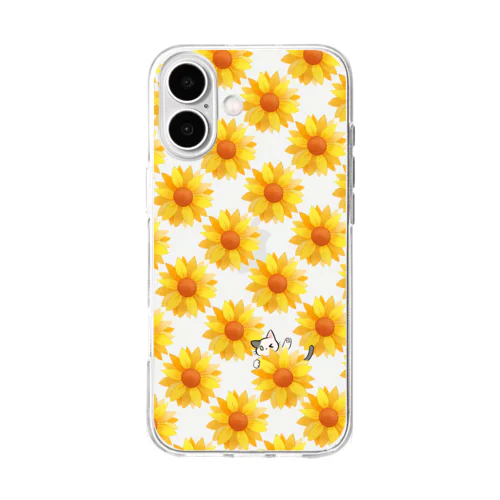 ひまわりねこスマホケース Soft Clear Smartphone Case