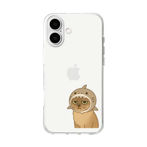 サメ帽かぶった猫 Soft Clear Smartphone Case
