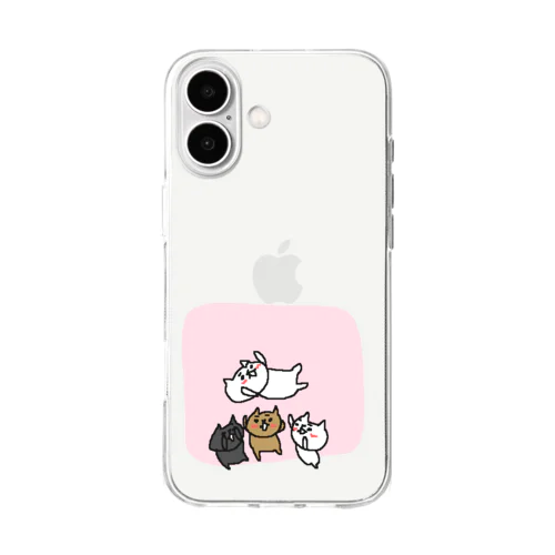 ばんざーいゆるゆるねこねーこ Soft Clear Smartphone Case